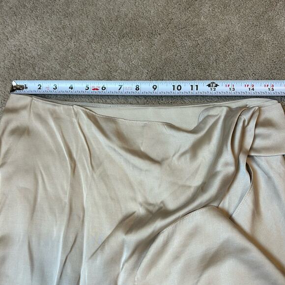 Club Monaco Women’s Satin Charmeuse Midi Skirt Fits 30” Waist Tie Knot Front - Picture 12 of 14
